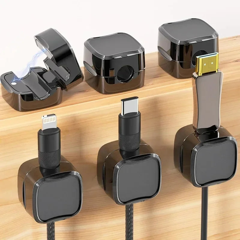 Mini Magnetic Cable Clips Self-Adhesive Adjustable Cord Holder Cable Wire Keeper Manager Home Office Desktop Cables Organizers