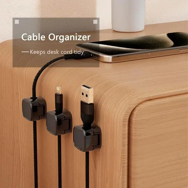 Mini Magnetic Cable Clips Self-Adhesive Adjustable Cord Holder Cable Wire Keeper Manager Home Office Desktop Cables Organizers