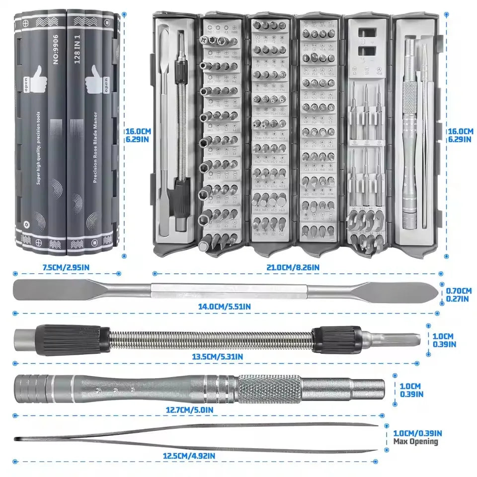 Multi-Function Precision Screwdriver Set 128 in 1 Manual Repair Tools Magnetic Phillips Torx Screw Driver Bits for Iphone PC